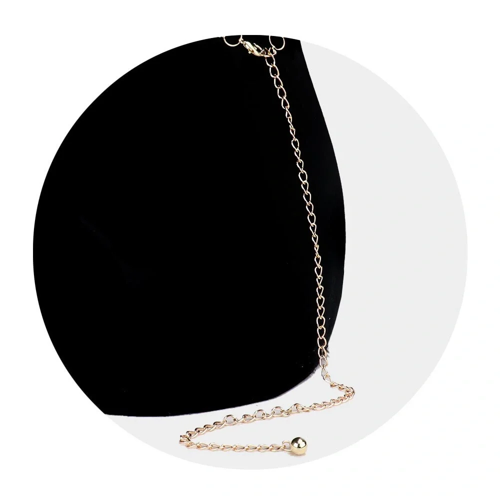 Gold Rhinestone Pave Open Heart Chain Statement Belt